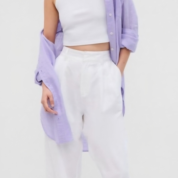 GAP Women's Lavender Long Sleeve Linen Weekend Tunic - Picture 2 of 4